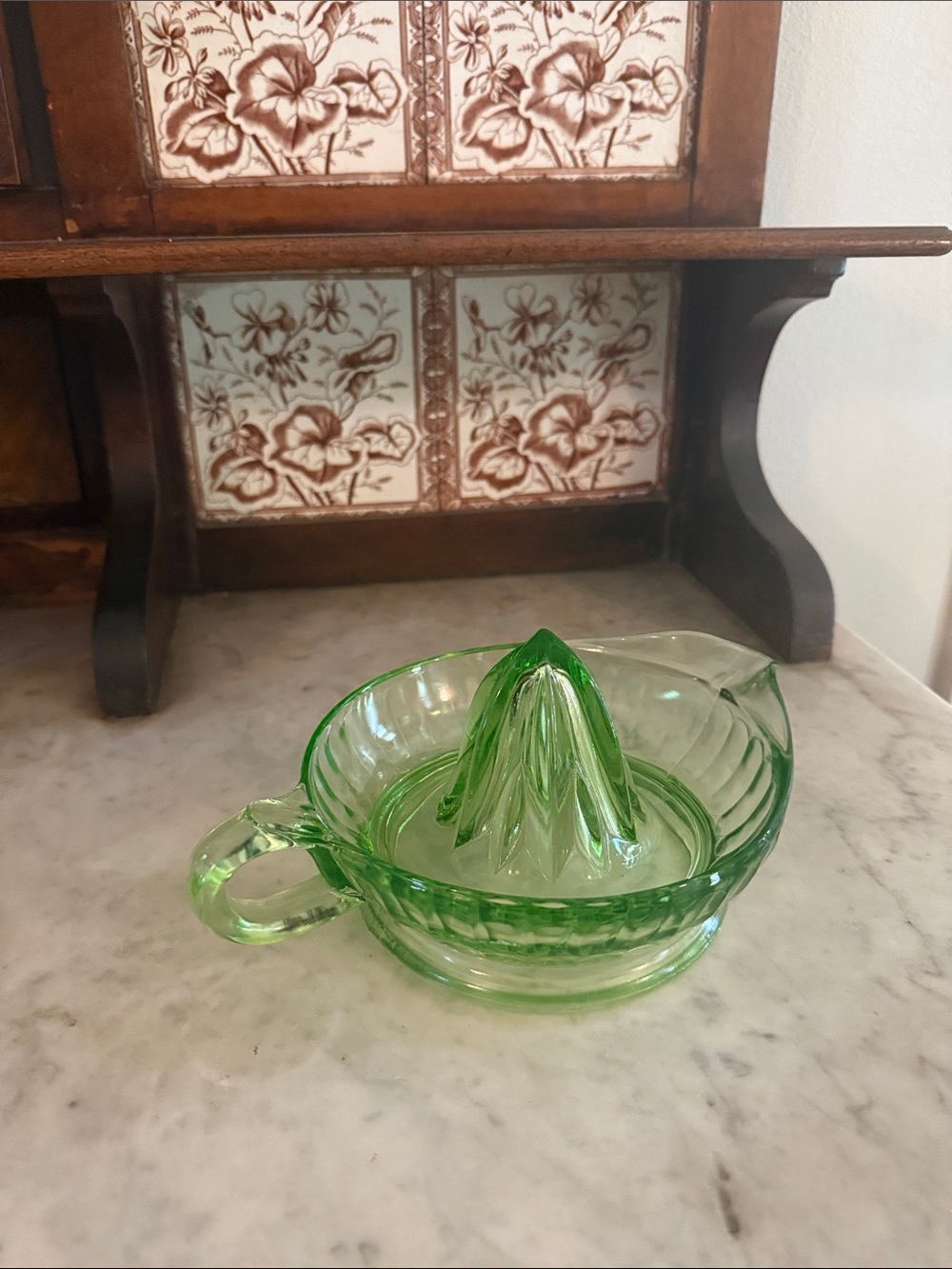Vintage Uranium Glass Citrus Reamer with Handle